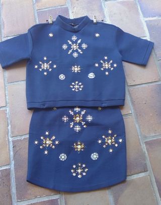 Conjunto Top y Falda con Pedrería