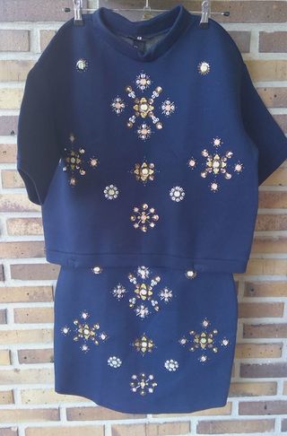 Conjunto Top y Falda con Pedrería