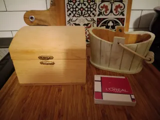 Scatola Legno Decorata + Cestino + L'Oréal