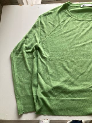 Suéter Zara verde cuello redondo manga raglán Tall