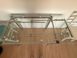 Mesa comedor cristal y metal extensible