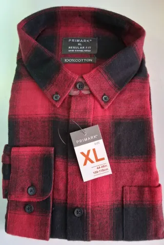 Camisa cuadros roja y negra Primark Talla XL