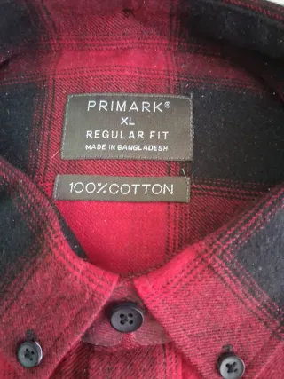 Camisa cuadros roja y negra Primark Talla XL