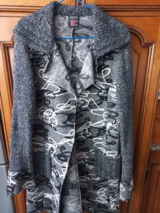 Abrigo mujer Puyco RC gris multicolor, de lana