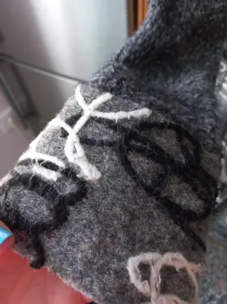 Abrigo mujer Puyco RC gris multicolor, de lana