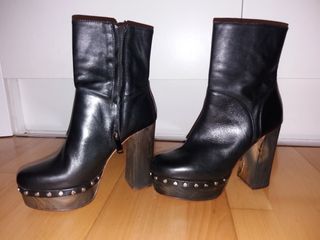 Botines fe piel con tacón Zara Woman talla 36