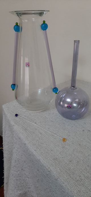 Set Vaso Vetro Murano Viola Trasparente