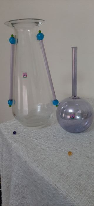 Set Vaso Vetro Murano Viola Trasparente