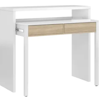 Mesa consola extensible blanca y madera