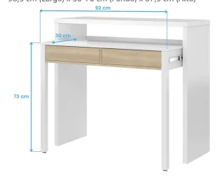 Mesa consola extensible blanca y madera