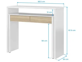 Mesa consola extensible blanca y madera