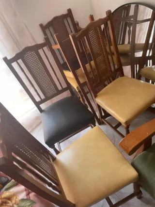 Sillas de comedor madera y cuero