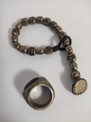 Lote Pulsera y Anillo Plata Negra