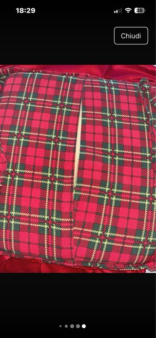 Set 4 Cuscini Sedia Velluto Rosso Tartan