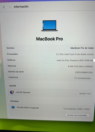 MacBook Pro 2017 8GB 512GB Gris Espacial