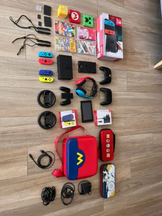 Consola Nintendo Switch con mandos y accesorios