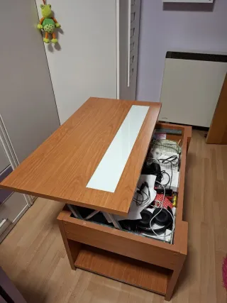 Mesa auxiliar elevable con almacenaje