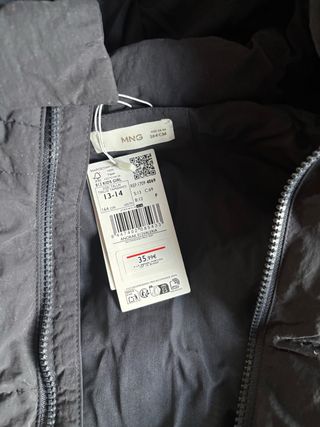 Abrigo plumífero CHICA SIN ENTRENAR negro T. 13-14