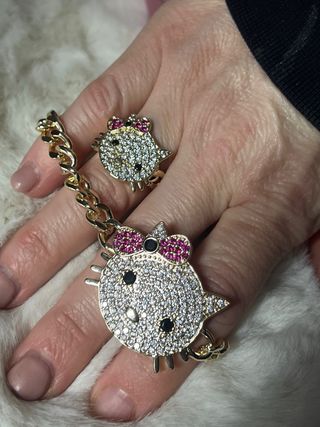 Conjunto Hello Kitty Oro 14k Anillo Talla 7