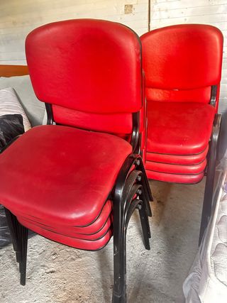 Pack 8 Sillas Oficina Metal Sintético Rojo