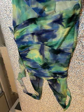 Vestido de fiesta azul y verde