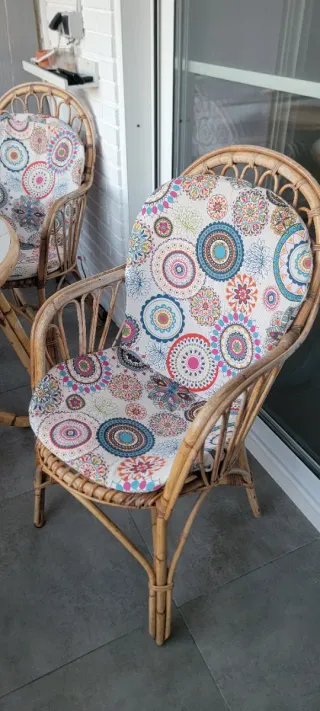 Conjunto terraza mimbre 4 sillones + mesa