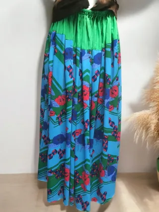 Gonna lunga vintage floreale 70s ibiza hyppy falda