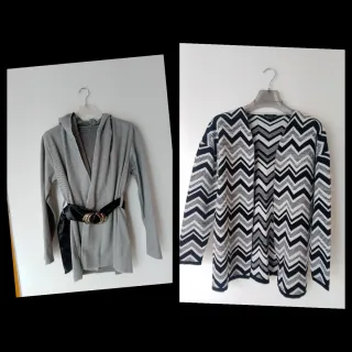 Cardigan grigio con cintura Tg M donna