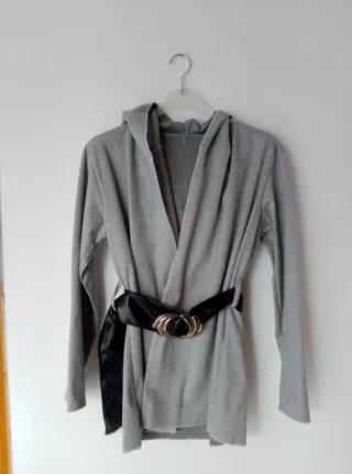 Cardigan grigio con cintura Tg M donna
