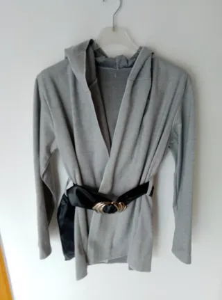 Cardigan grigio con cintura Tg M donna
