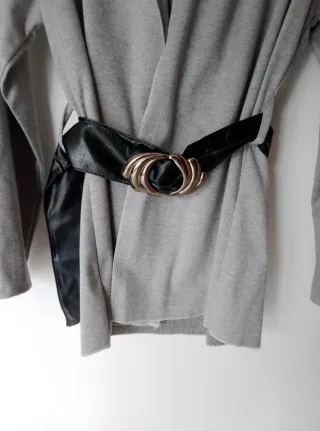 Cardigan grigio con cintura Tg M donna