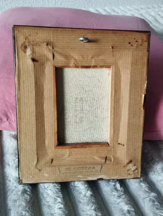 Piccolo dipinto floreale con cornice in legno