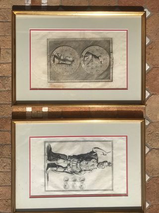 2 Quadri Antichi Incorniciati con Dettagli Dorati