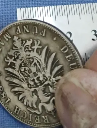 Moneta 5 Marchi Impero Tedesco 1888