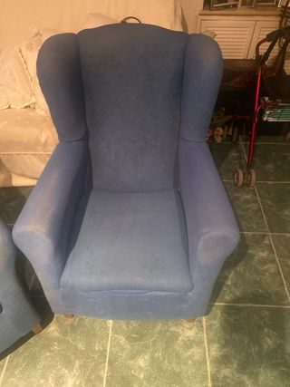 2 Butacas Orejeras Azul Tapizado