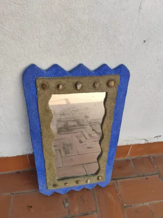 Espejo papel maché con piedras