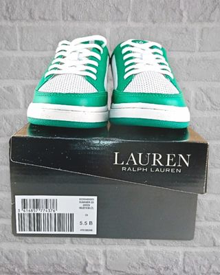 Ralph Lauren Hailey II piel blanco verde 36 nuevas