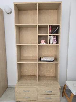 Estantería de madera con cajones de 220×100