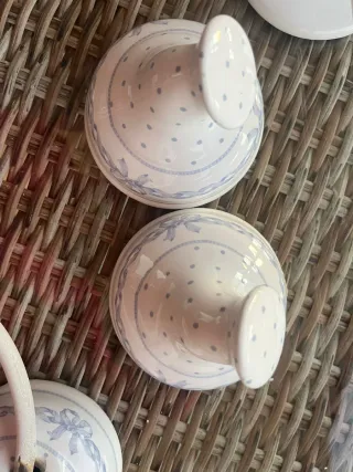 Accesorios Baño Porcelana Azul y Blanco