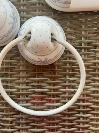 Accesorios Baño Porcelana Azul y Blanco