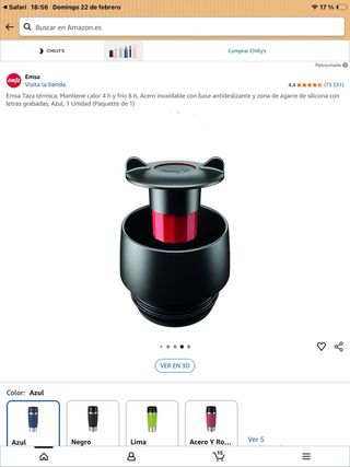 Taza Térmica Emsa Azul y Plateada