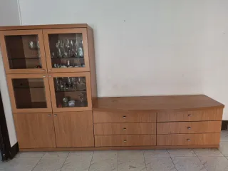 Mueble de salón comedor madera y cristal