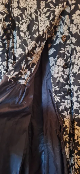 Cappotto lana misto fiori beige/nero