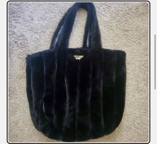 Bolso Tote Victoria's Secret Negro Peludo Nuevo