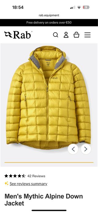 Chaqueta plumas Rab con garantia de 2 años.