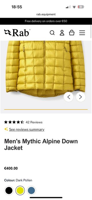 Chaqueta plumas Rab con garantia de 2 años.