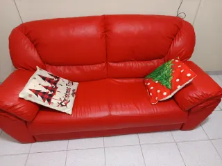 Divano 2 posti in pelle rosso