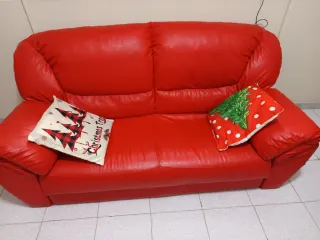 Divano 2 posti in pelle rosso