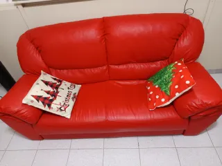 Divano 2 posti in pelle rosso