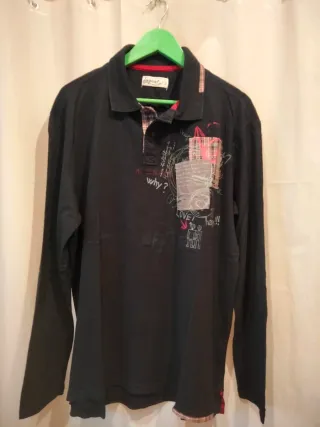 Polo Desigual manga larga hombre negro